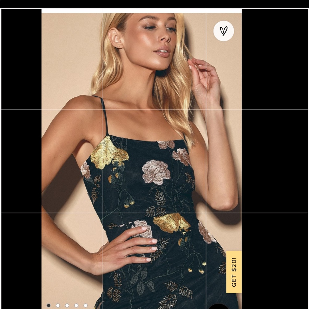 LULU’S Rue Black Floral Bodycon Mini Dress